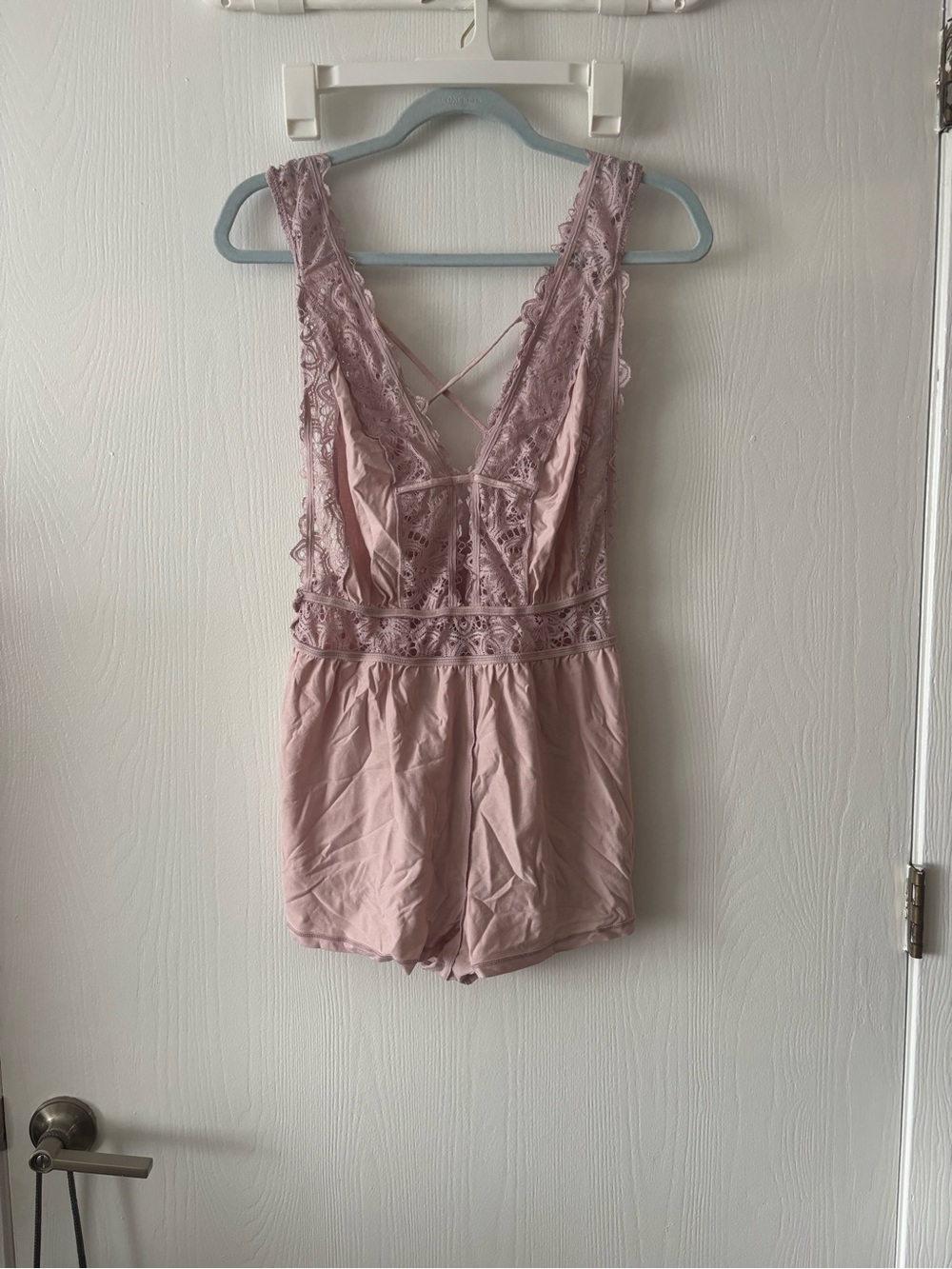ThirdLove Lace-Trim Sleeveless Romper in Blush